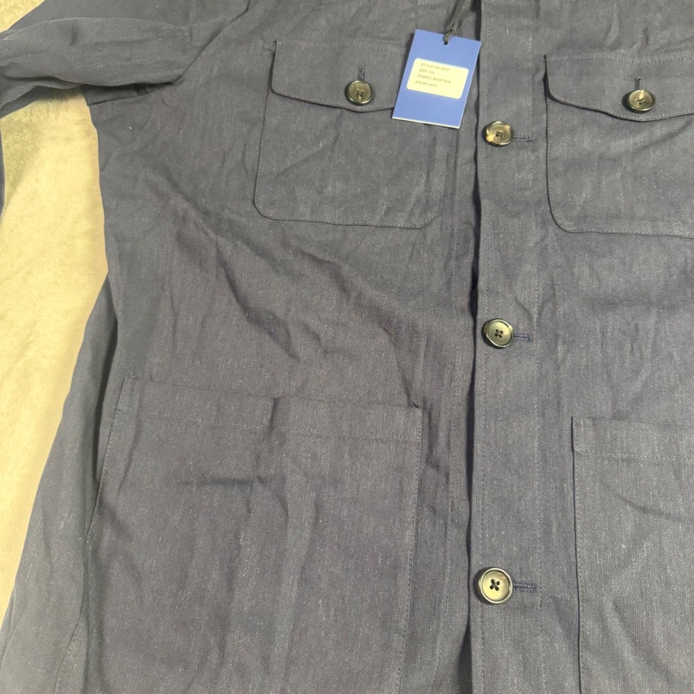 NWT Collars & Co The Maverick Blazer Linen Blend Button Front Jacket XXL Navy - Picture 5 of 12